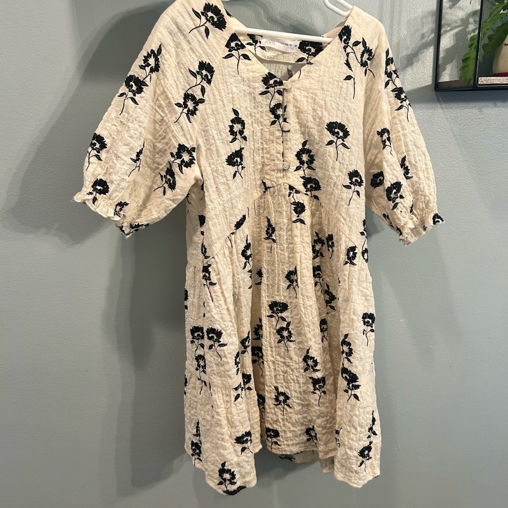 Zara Girls Floral Puff Sleeve Dress